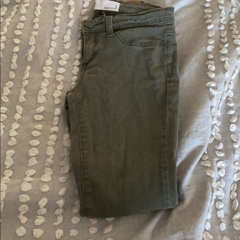 Olive green skinny jeans